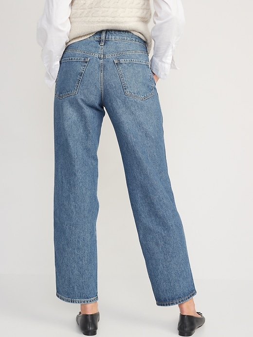 Image number 2 showing, High-Waisted O.G. Loose Cotton-Hemp Blend Ripped Non-Stretch Jeans for Women