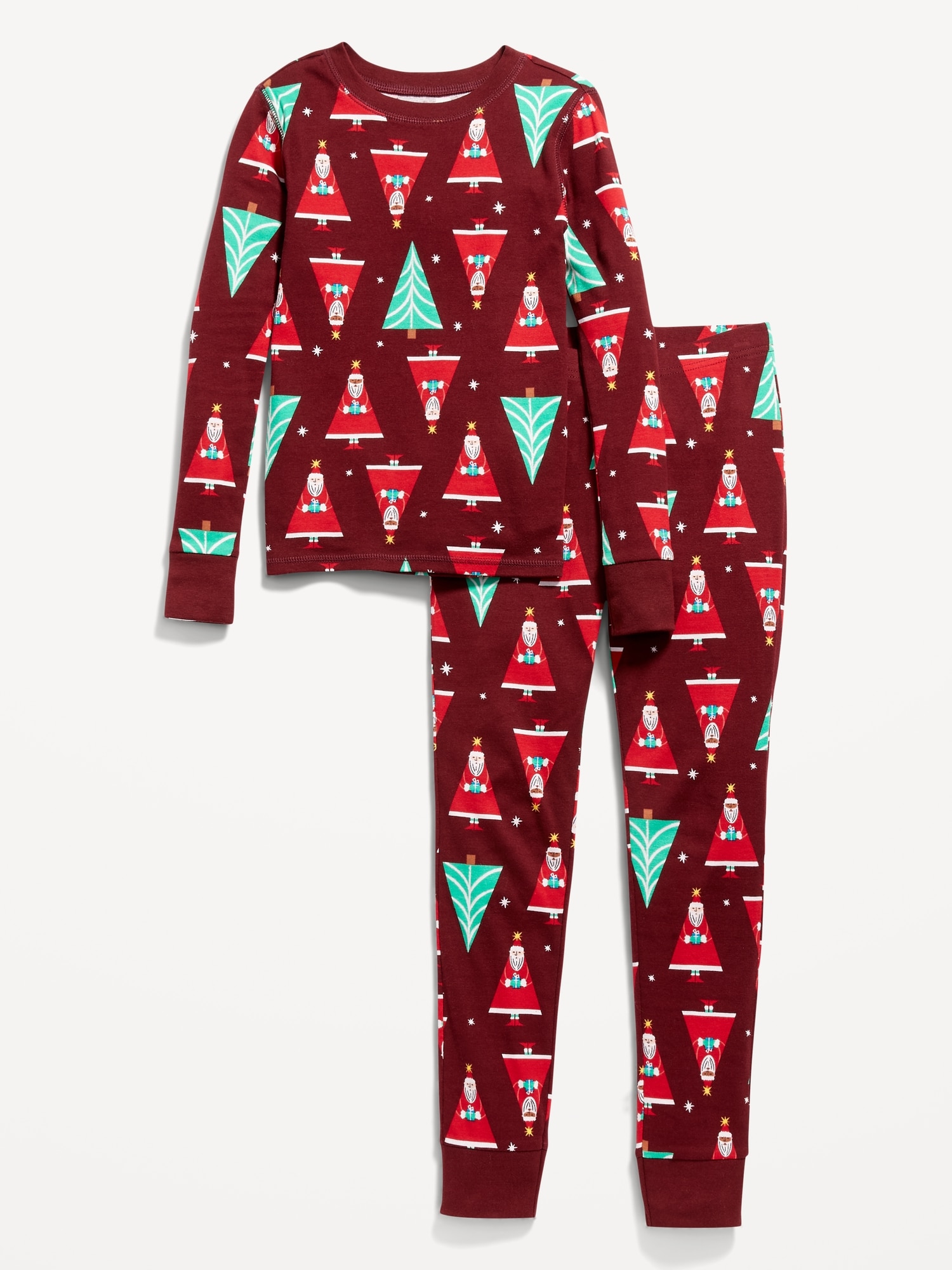 Gender-Neutral Matching Santa Claus Snug-Fit Pajama Set For Kids
