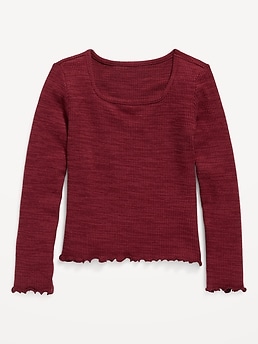 Cozy Rib-Knit Long-Sleeve Top for Girls | Old Navy