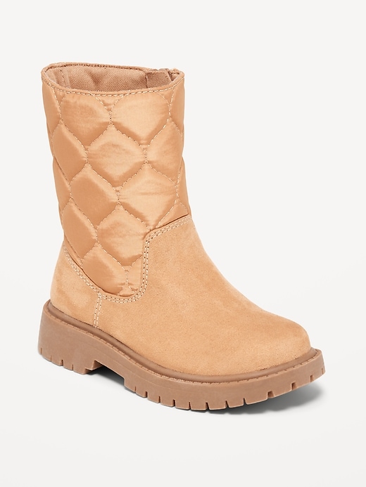 View large product image 1 of 4. Quilted Mixed Material Boots for Toddler Girls