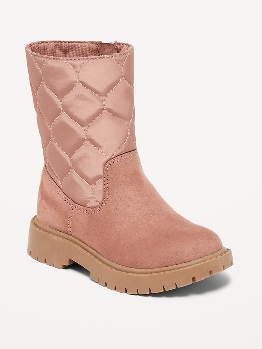 Quilted Mixed Material Boots for Toddler Girls Old Navy