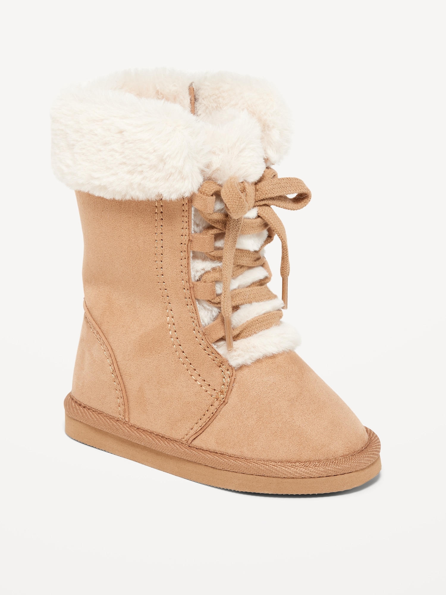 Tan fur lined lace up boots