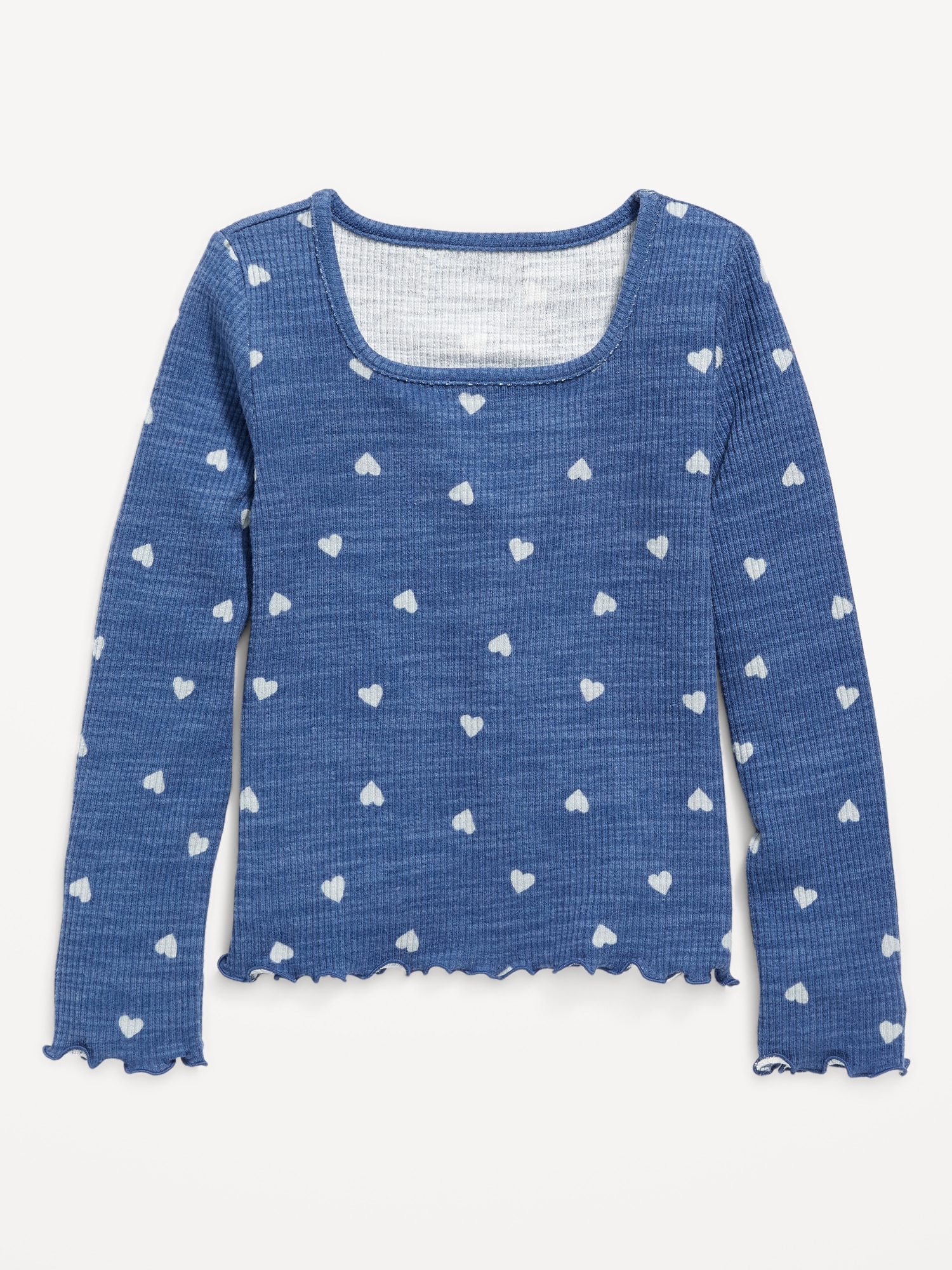 Old Navy Cozy Rib-Knit Long-Sleeve Printed Top for Girls blue. 1