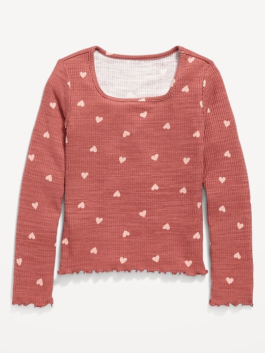 View large product image 1 of 2. Cozy Rib-Knit Long-Sleeve Printed Top for Girls