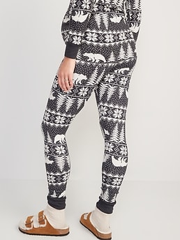 Old Navy Thermal-Knit Pajama Leggings, XXL, Black/Gray Polar Bear Print