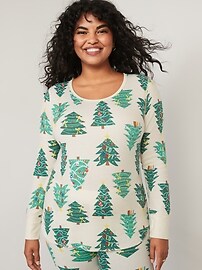 Old Navy - Printed Thermal-Knit Long-Sleeve Pajama Top for Women red