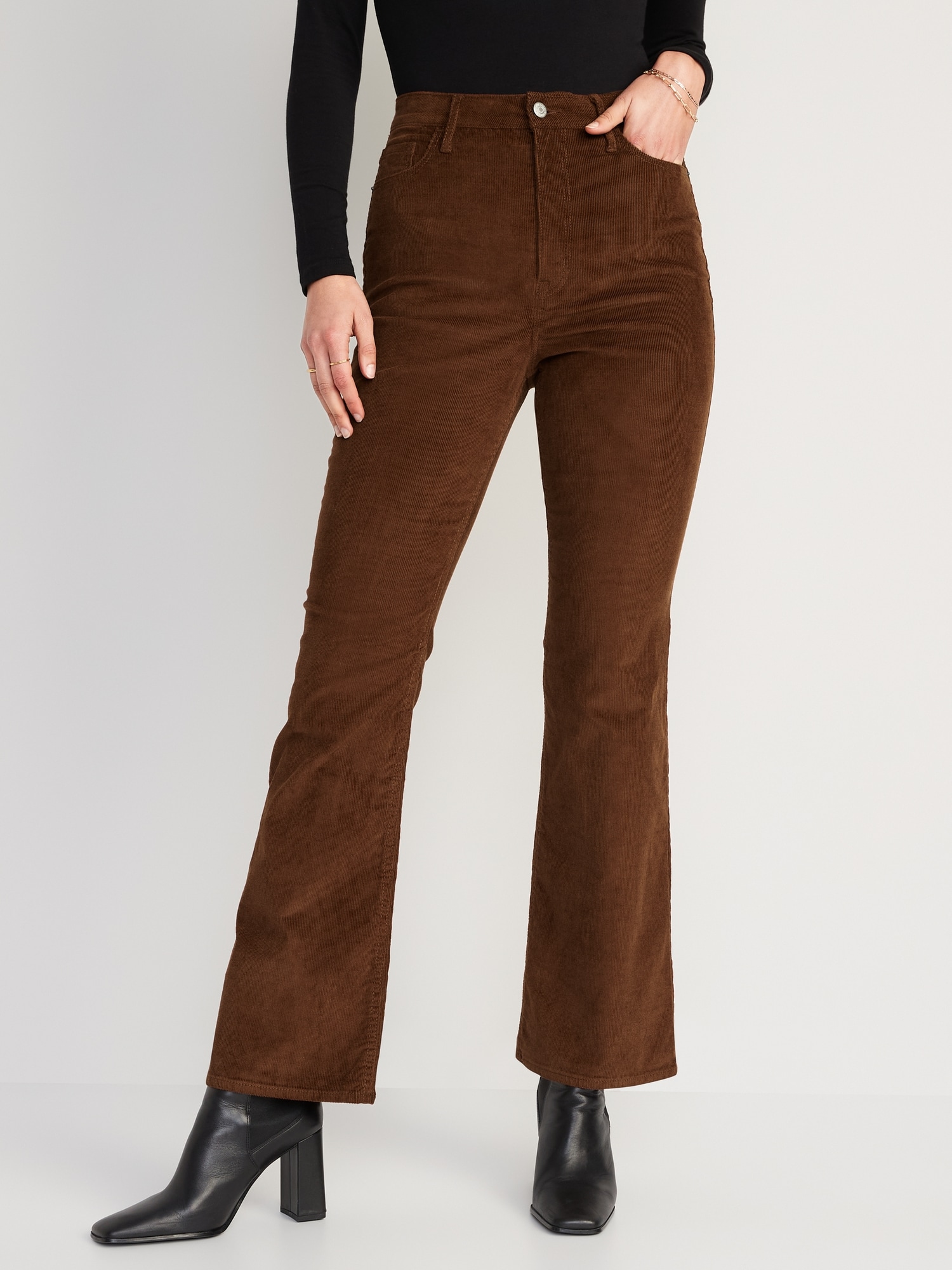 Old Navy Higher High-Waisted Flare Corduroy Pants for Women brown. 1