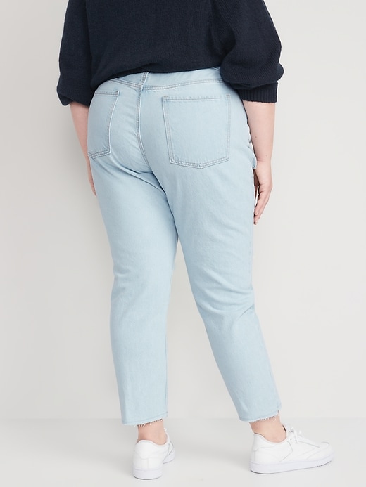 Image number 8 showing, High-Waisted Button-Fly Slouchy Straight Ripped Cropped Non-Stretch Jeans