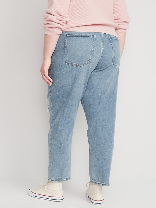 Image number 8 showing, Curvy Extra High-Waisted Button-Fly Sky-Hi Straight Ripped Jeans for Women
