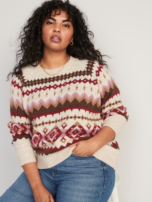 Fair Isle Cozy Shaker-Stitch Pullover Sweater | Old Navy