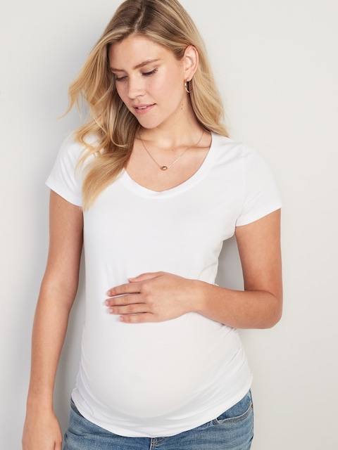 Maternity Scoop-Neck T-Shirt - Bright White