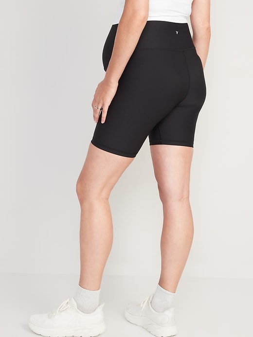 Image number 2 showing, Maternity Full Panel PowerSoft Biker Shorts -- 8-inch inseam