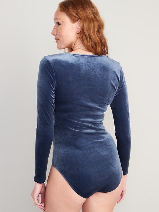 Square-Neck Velvet Bodysuit for Women