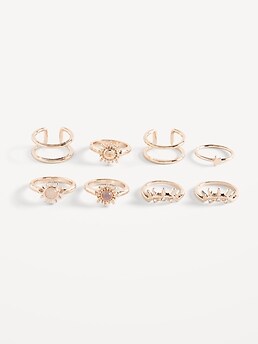 Gold-Tone Metal Rings 8-Pack for Women