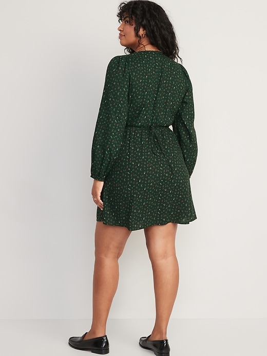 Image number 6 showing, Puff-Sleeve Mini Wrap Dress