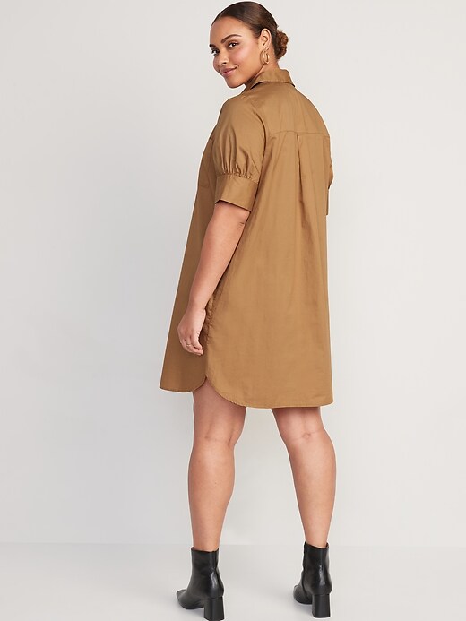 Image number 6 showing, Puff-Sleeve Cotton-Poplin Shirt Dress for Women