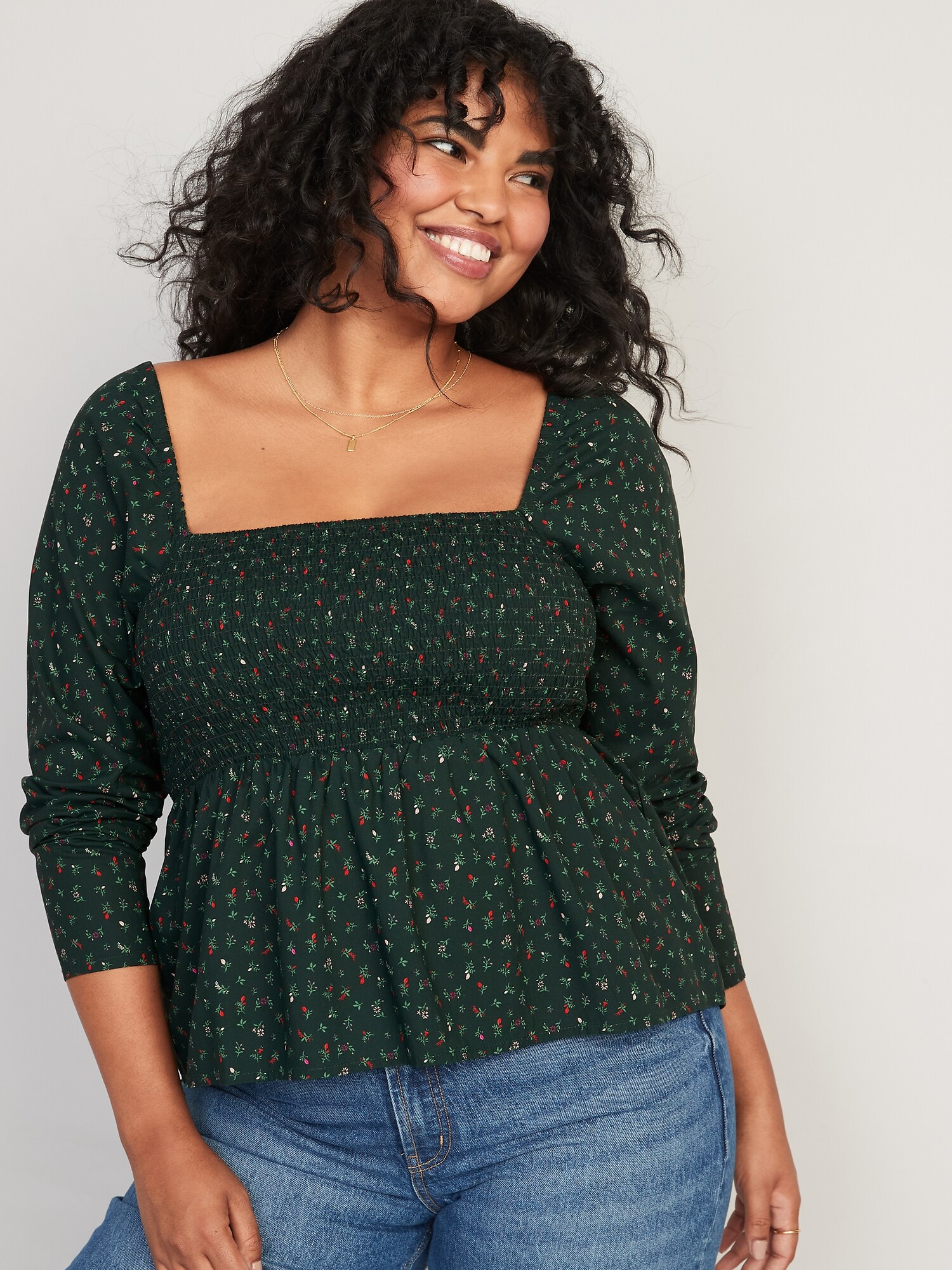 Floral Smocked Babydoll Blouse Old Navy