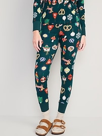 Mid-Rise Matching Printed Pajama Leggings