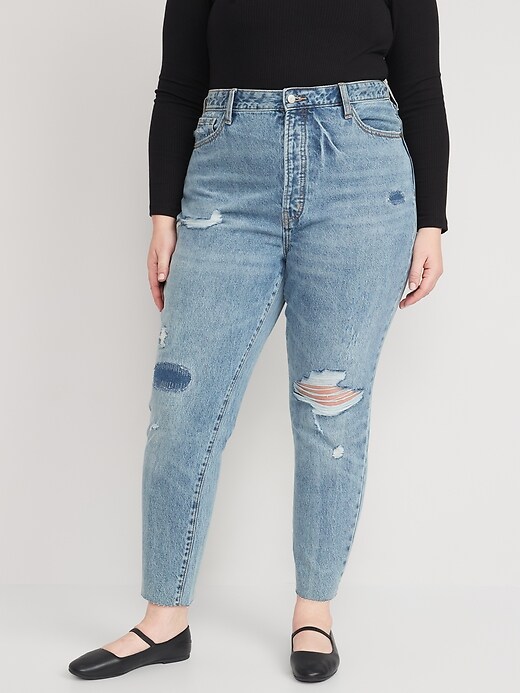 Image number 7 showing, Higher High-Waisted Button-Fly OG Straight Ripped Non-Stretch Jeans