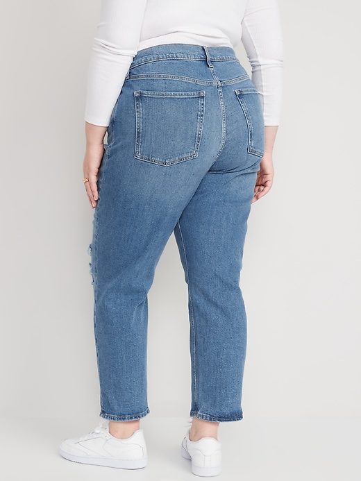 Image number 8 showing, Extra High-Waisted Button-Fly Sky-Hi Straight Ripped Jeans for Women
