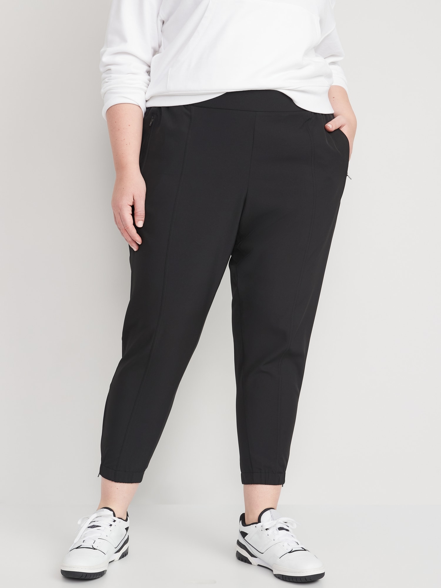 Black Joggers for Women, Tapered Techno Pant