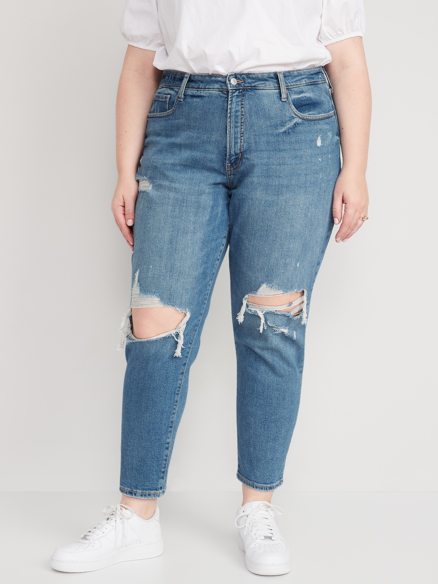 Curvy High-Waisted OG Straight Ripped Jeans for Women | Old Navy