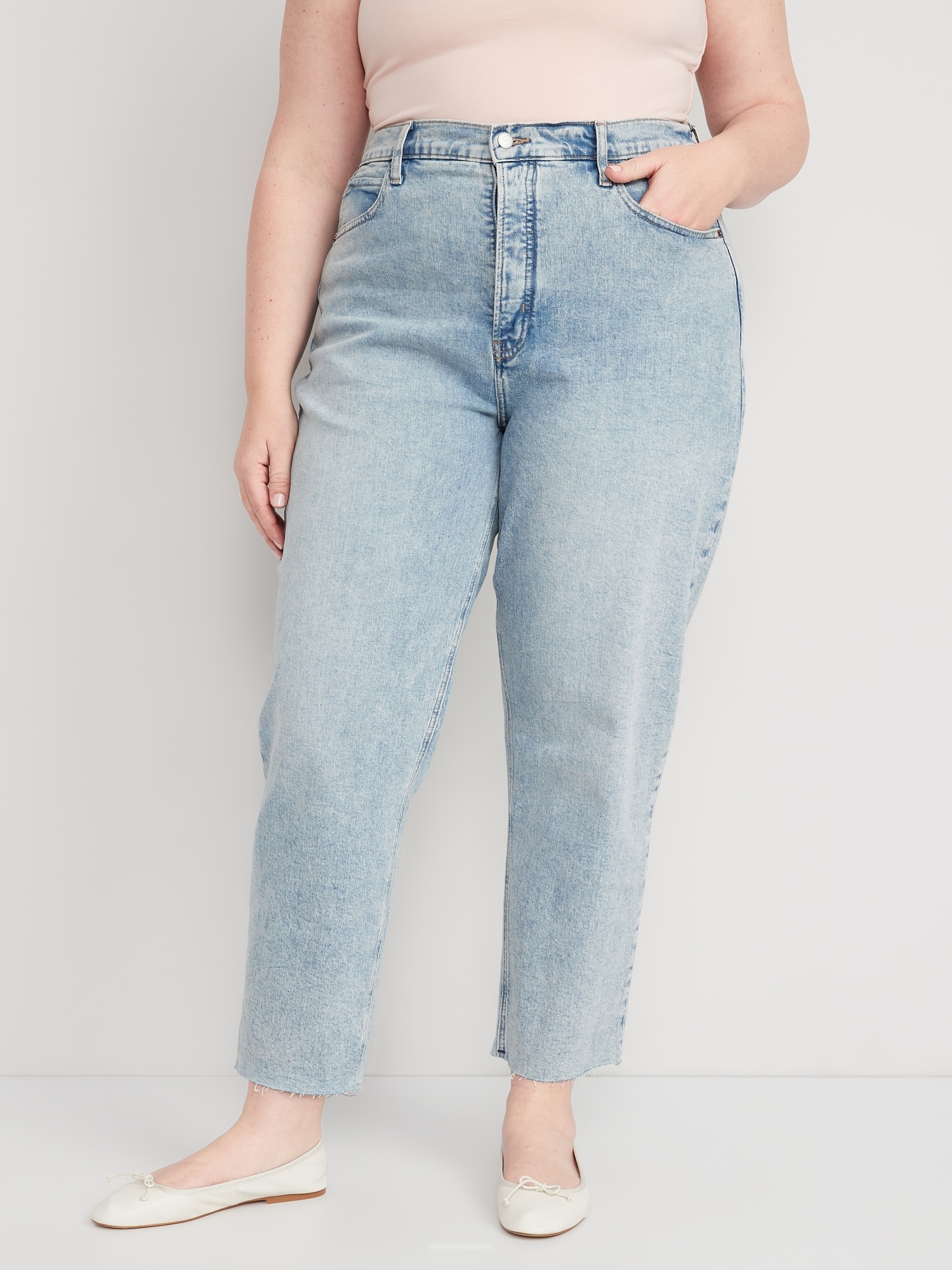 Extra High-Waisted Secret-Slim Pockets Sky-Hi Straight Plus-Size  Non-Stretch Jeans, Old Navy