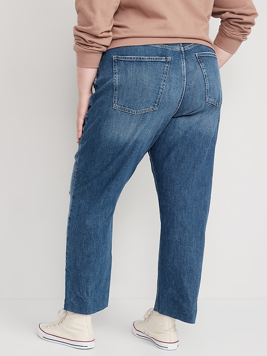 Image number 8 showing, Curvy Extra High-Waisted Button-Fly Sky-Hi Straight Ripped Jeans for Women