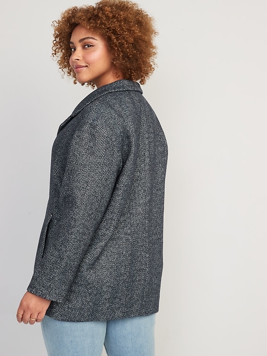 Image number 6 showing, Soft-Brushed Herringbone Button-Front Car Coat for Women