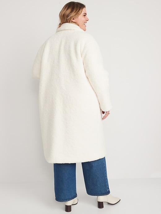 Image number 8 showing, Long Double-Breasted Sherpa Coat for Women