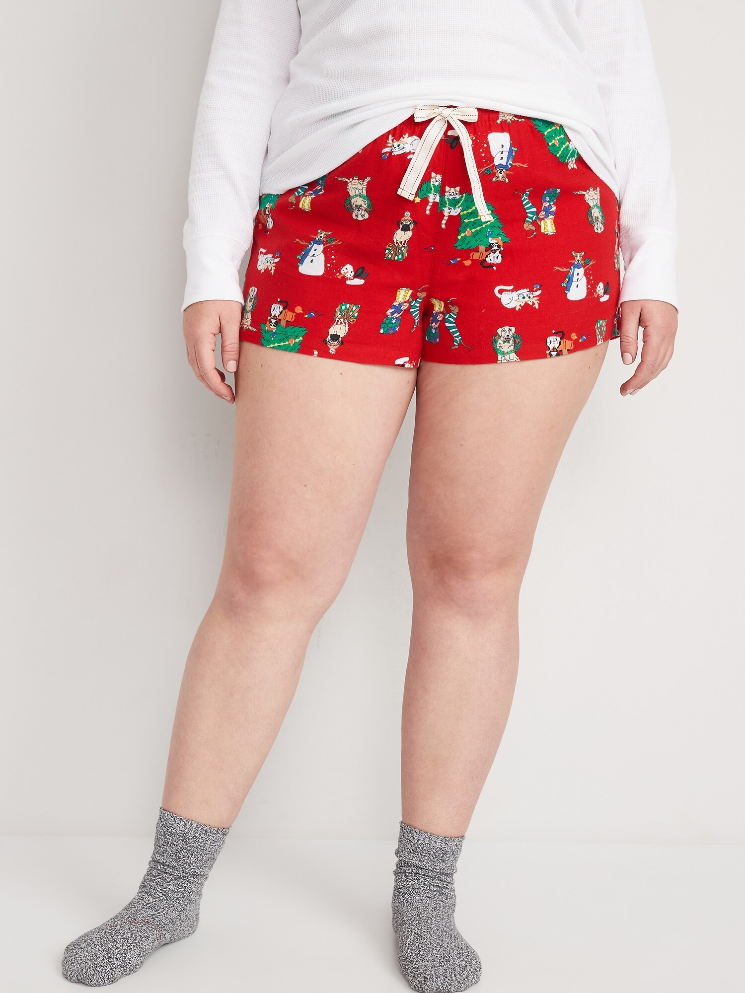Matching Print Flannel Pajama Shorts For Women 2 5 inch Inseam Old
