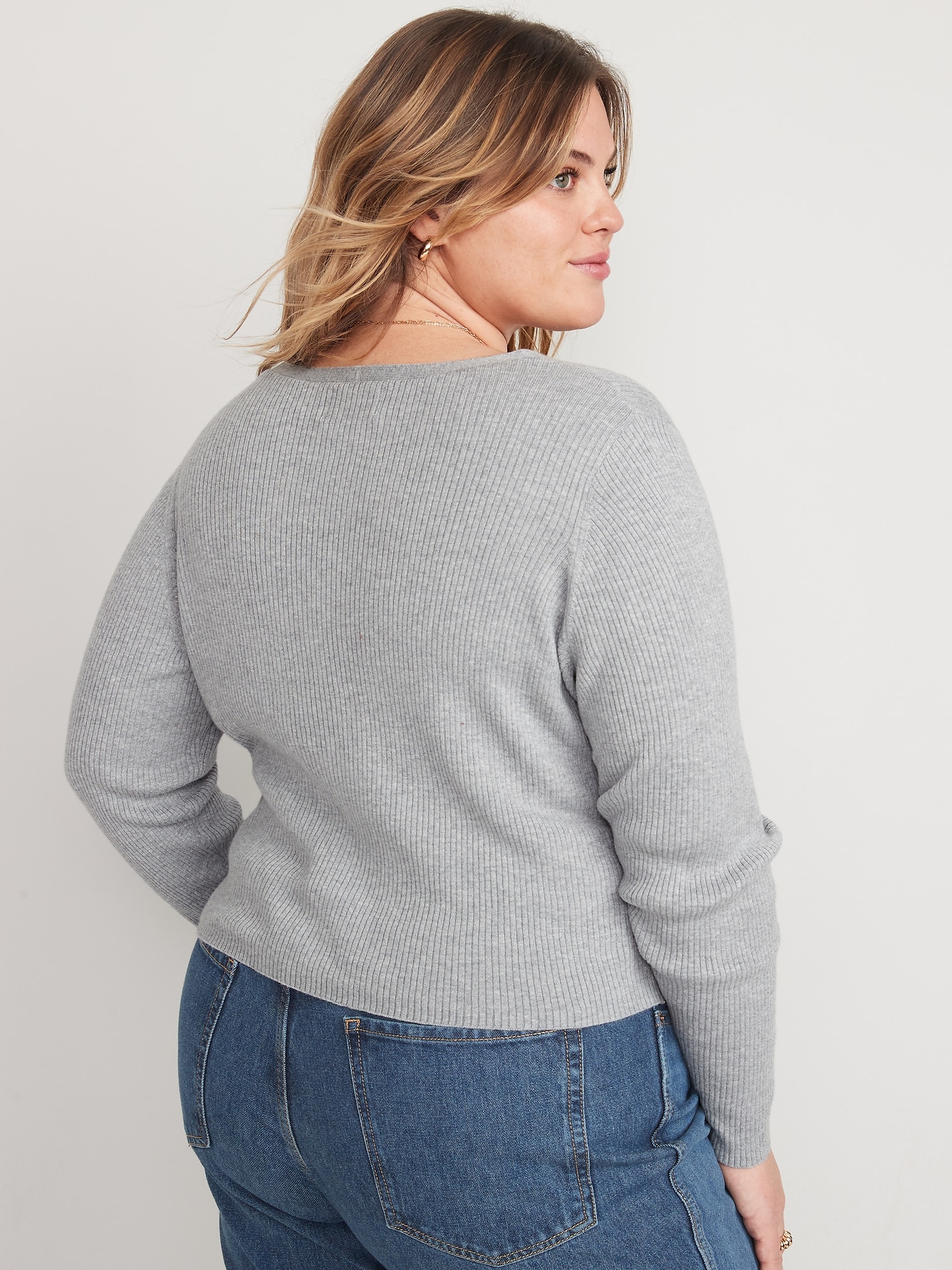 Long-Sleeve Cropped Rib-Knit Cardigan Sweater | Old Navy