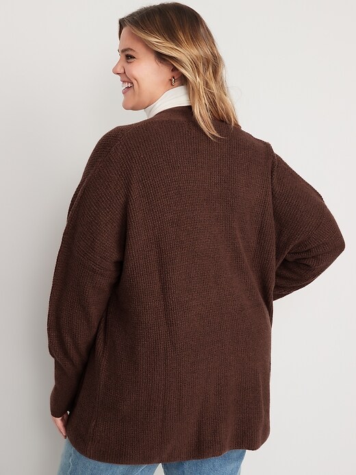 Image number 8 showing, Waffle-Knit Open-Front Cardigan for Women