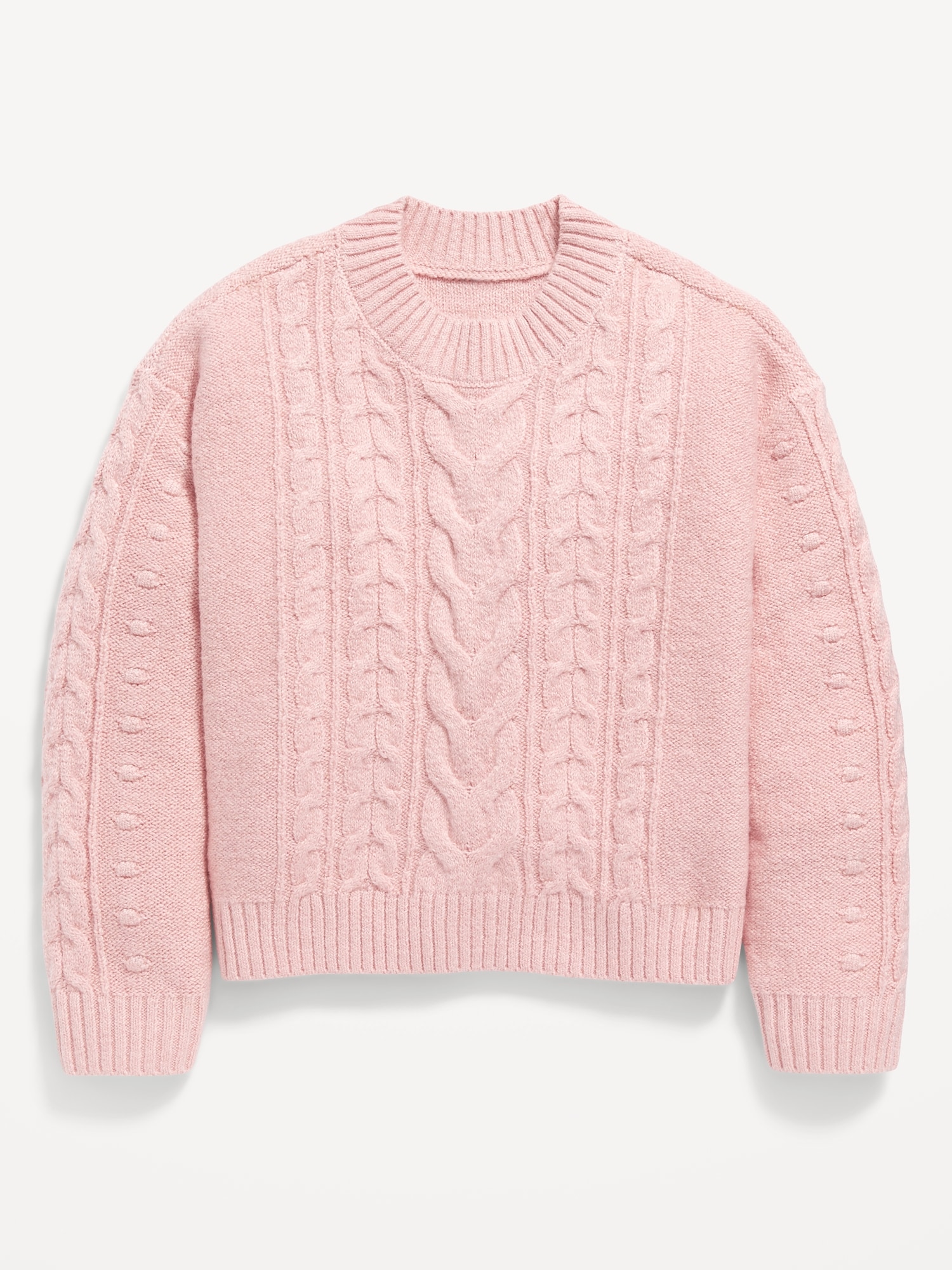 Old Navy Cozy Cable-Knit Mock-Neck Sweater for Girls pink. 1