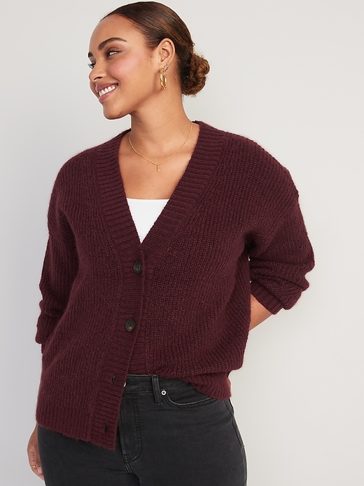 Image number 5 showing, Cozy Shaker-Stitch Cardigan Sweater for Women