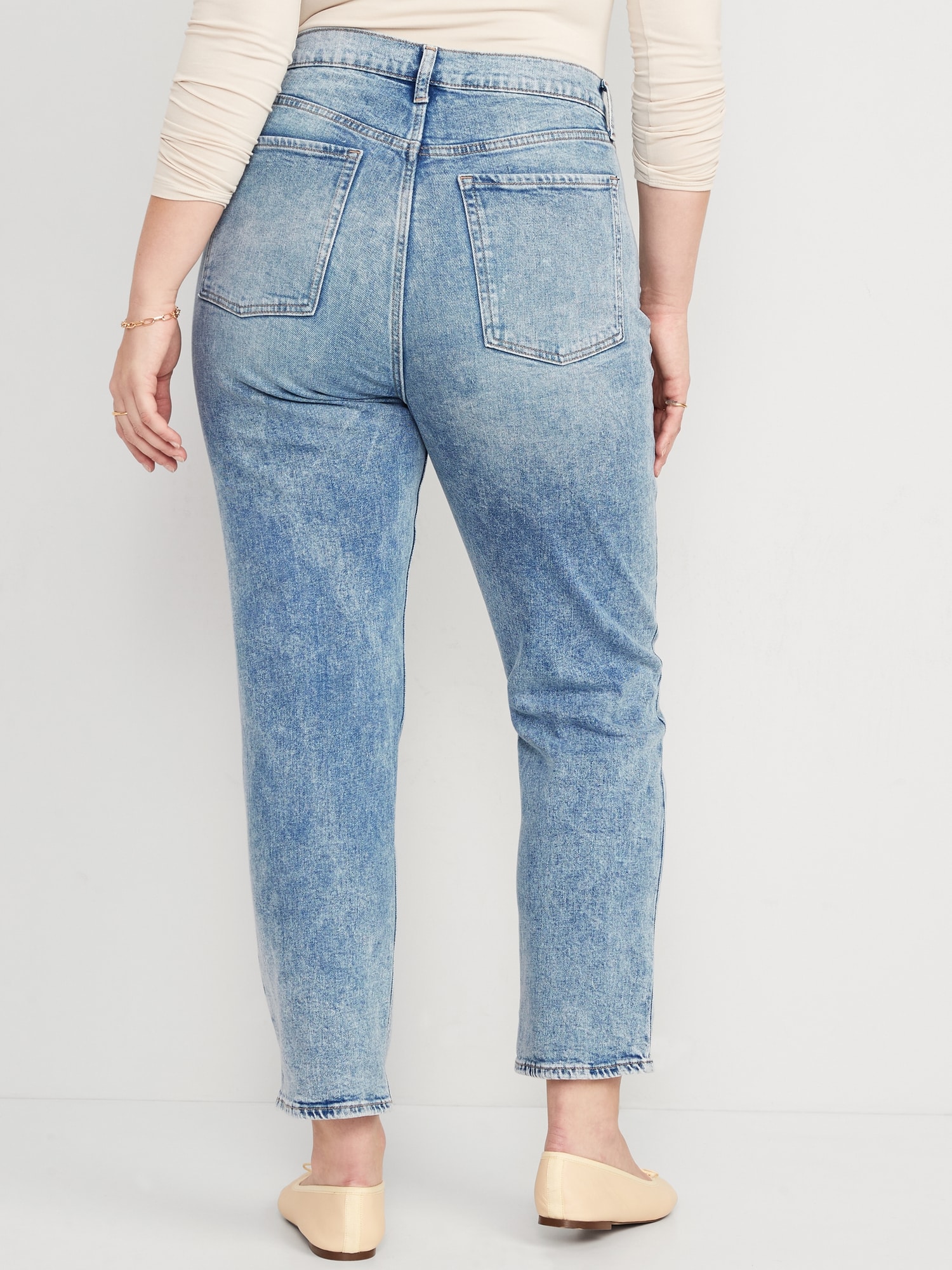 Extra High-Waisted Button-Fly Sky-Hi Straight Ripped Jeans for