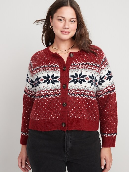 Image number 7 showing, Matching Holiday Fair Isle Cardigan Sweater for Women