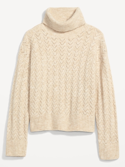 Heathered Pointelle-Knit Turtleneck Sweater | Old Navy