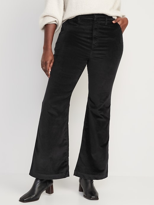 Image number 5 showing, Extra High-Waisted Velvet Trouser Flare Pants