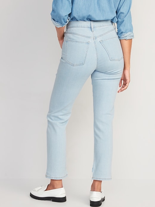 Image number 2 showing, Extra High-Waisted Button-Fly Sky-Hi Straight Cut-Off Jeans for Women