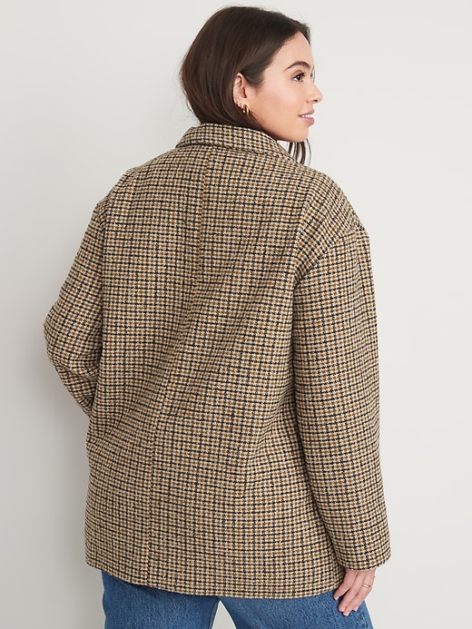 Image number 6 showing, Soft-Brushed Houndstooth Plaid Button-Front Car Coat for Women