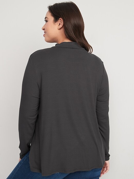 Image number 6 showing, Luxe Mock-Neck Rib-Knit Swing T-Shirt