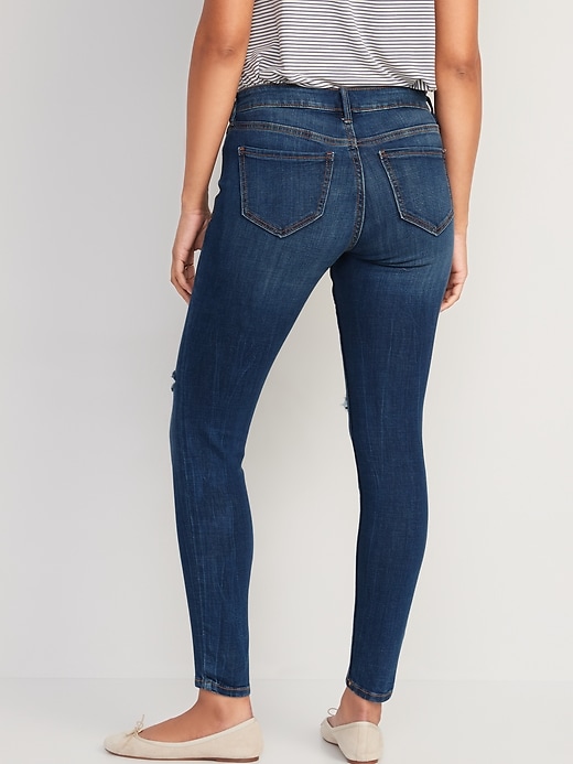 Image number 2 showing, Mid-Rise Rockstar Super-Skinny Distressed Jeans for Women