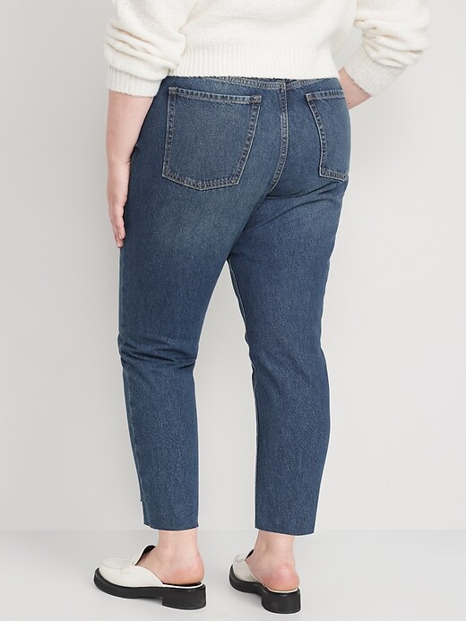 Image number 8 showing, Extra High-Waisted Button-Fly Sky-Hi Straight Cut-off Non-Stretch Jeans for Women