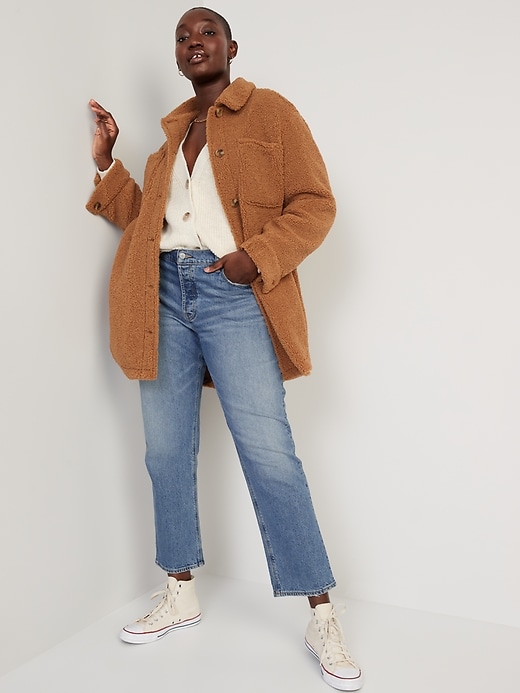 Image number 3 showing, High-Waisted Button-Fly Slouchy Straight Jeans for Women