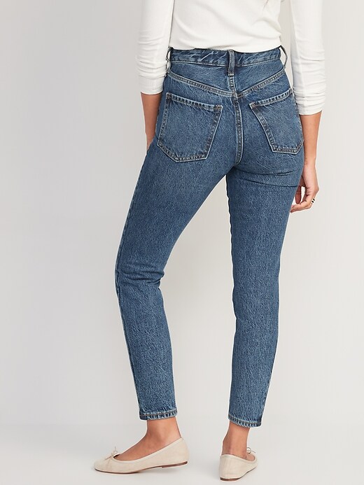 Image number 2 showing, Higher High-Waisted Button-Fly O.G. Straight Patchwork Non-Stretch Jeans for Women