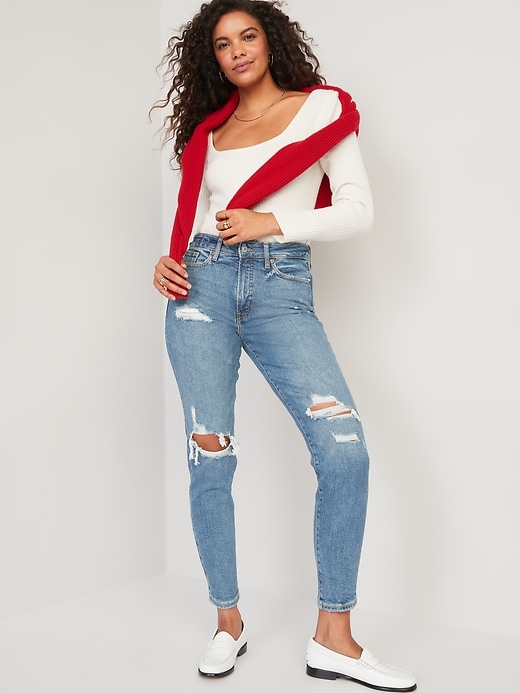 Image number 3 showing, High-Waisted O.G. Straight Ripped Jeans for Women