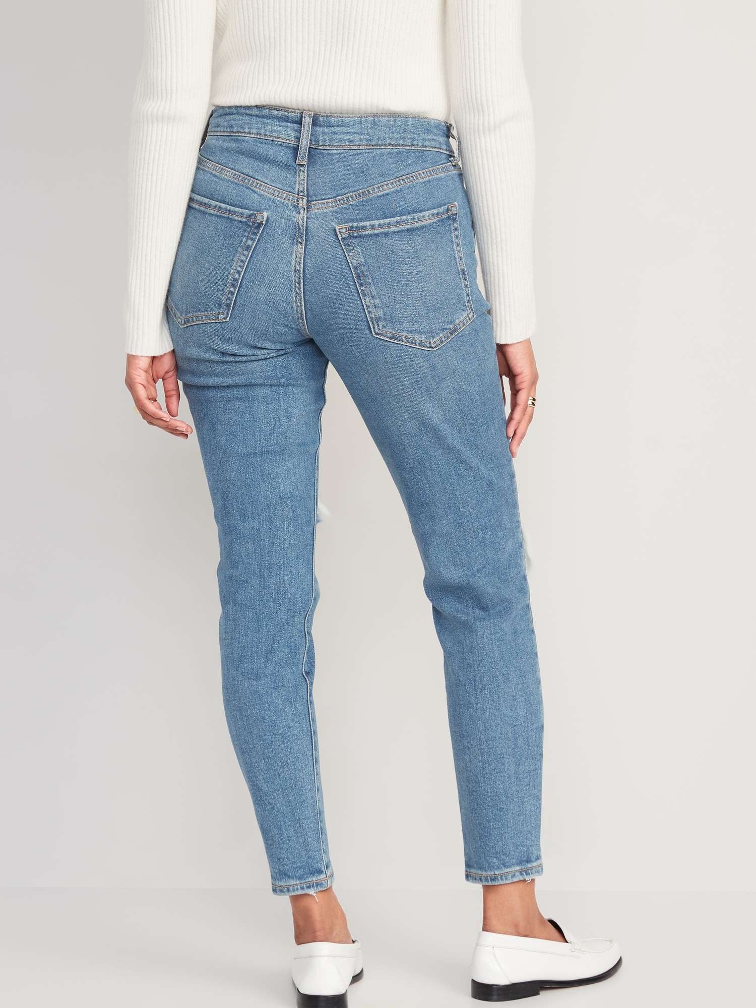 Old Navy Women's High-Waisted OG Straight Ripped Jeans - - Size 8