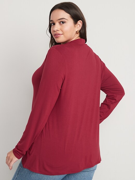 Image number 6 showing, Long-Sleeve Luxe Mock-Neck Swing T-Shirt for Women