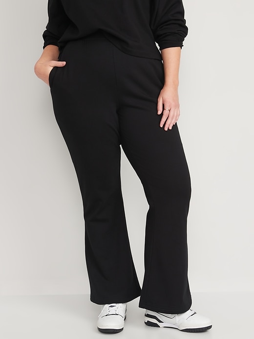 Women High Strappy Waisted Solid Wide Leg Flare Sweatpants Club